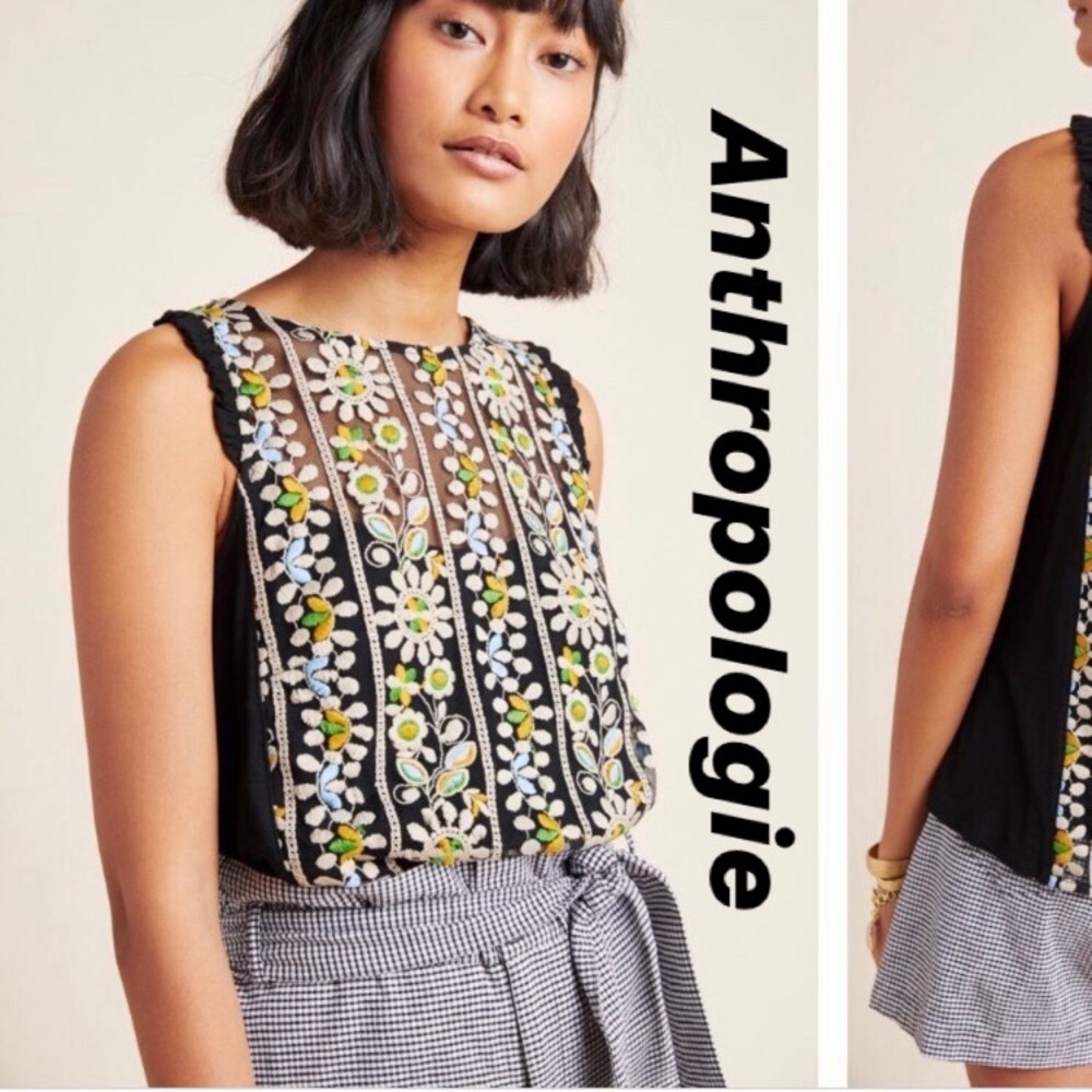 Anthropologie Haley eri+ali embroidered top XL